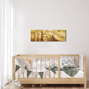 Obraz - Stara mapa (z zegarem) (90x30 cm)