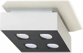 Plafony Minimalistyczny Mono, Stal - 4 Źródło - L.24 X H.11 Cm - Biały/Czarny