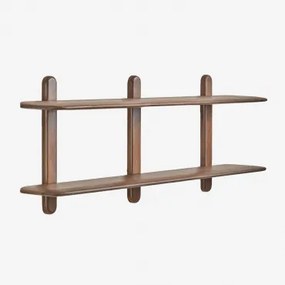 Półka Ścienna Z Drewna Veleta 2 Półki & ↔︎ 130 Cm & Ciemny Akacjowy Brąz - Sklum