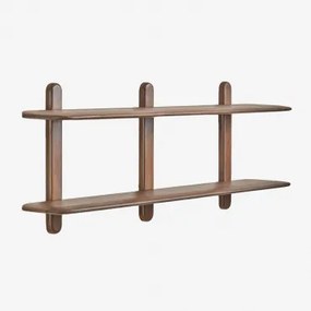 Półka Ścienna Z Drewna Veleta Ciemny Akacjowy Brąz & ↔︎ 130 Cm & 2 Półki - Sklum