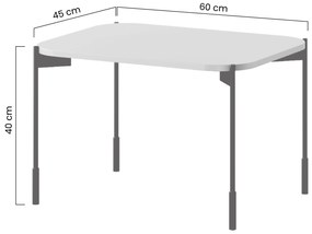 Stolik kawowy Sonatia 60 cm prostokątny na metalowych nogach - burgund
