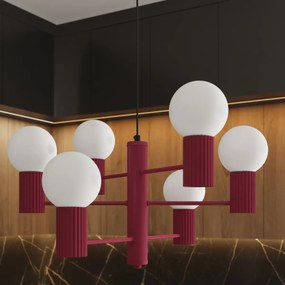Żyrandol HALO 6 burgund ryflowany SOLLUX  LIGHTING