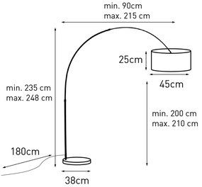 Luk Lampa łukowa stalowy klosz z tkaniny biały 45 cm - XXL Nowoczesny Oswietlenie wewnetrzne