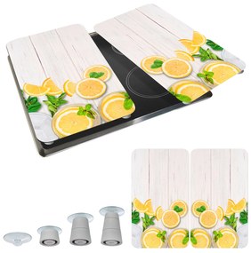 Płyty termoodporne do ochrony kuchenki, 2 tafle szklane z ozdobnym wzorem + stopki antypoślizgowe - 52 x 30 cm, WENKO