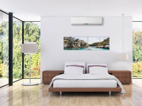 Obraz - Plaża z żaglówką (170x50 cm)