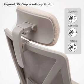 Fotel biurowy ergonomiczny jasnobeżowy VECTOR
