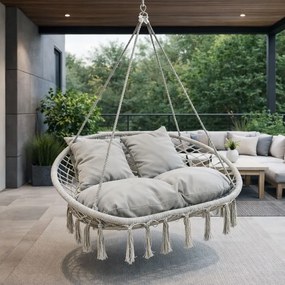 Dwuosobowa huśtawka ogrodowa - bocianie gniazdo Nestio HC-2502-LG, kolor jasny szary