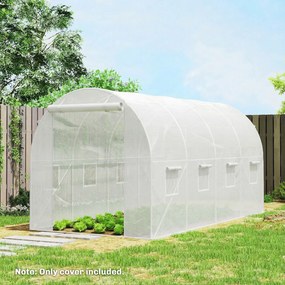 Outsunny Folia do szklarni 4 x 2 m, wodoodporna folia ogrodowa z drzwiami, 8 okien, ochrona UV, odporna polietylenowa, biały | Aosom PL