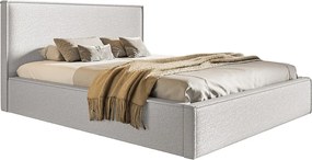 Łóżko dwuosobowe 160x200 cm Kyoto z pojemnikiem - tkanina boucle, kremowy (Anthology 1)