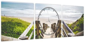 Obraz - Wejście na plażę (z zegarem) (90x30 cm)