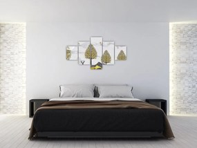 Obraz malowanych jeleni (125x70 cm)