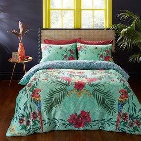 Zielono-niebieska pościel dwuosobowa z satyny bawełnianej 230x220 cm Paradise Parrot – Matthew Williamson