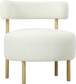 HOMCOM Fotel lounge fotel relaksacyjny z Sherpa-Fleece, metalowe nogi w wyglądzie drewna, tapicerowany fotel 67 x 67 x 71 cm kremowo-biały | Aosom PL
