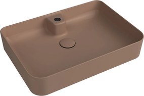 Umywalka ceramiczna nablatowa brązowa z otworem na baterie 60 x 42 cm LERA Cappuccino