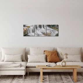 Obraz wodospadów (z zegarem) (90x30 cm)