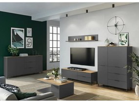 Szara szafka pod TV w dekorze dębu 164x47 cm California – Germania