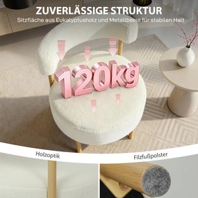 HOMCOM Fotel lounge fotel relaksacyjny z Sherpa-Fleece, metalowe nogi w wyglądzie drewna, tapicerowany fotel 67 x 67 x 71 cm kremowo-biały | Aosom PL