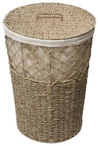Kosz na pranie z trawy morskiej, 38 cm, bawełniany wkład