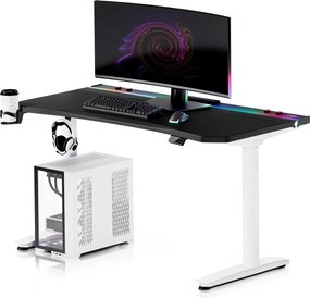 Elektryczne biurko dla graczy RGB Diablo X-Forge, 140x70 cm, czarno-białe