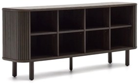 Ciemnobrązowa niska komoda w dekorze jesionu z drzwiami przesuwnymi 180x75 cm Mailen – Kave Home