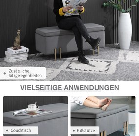 HOMCOM Ławka elegancka tapicerowana ławka ze schowkiem skrzynia z siedziskiem ciemnoszara