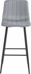 Jasnoszare krzesło barowe POZZA VELVET z czarnymi nogami