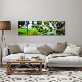 Obraz - wodospady z zielenią (170x50 cm)