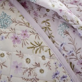Lawendowo-beżowa bawełniana narzuta pikowana 220x230 cm Ditsy Floral – Bianca