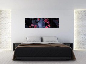 Obraz - Papuga wśród kwiatów (170x50 cm)