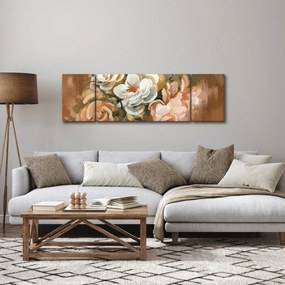 Obraz- Malowany bukiet kwiatów (170x50 cm)