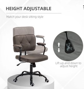 Vinsetto Krzesło Biurowe Komputerowe Design Retro Pikowanie Guziki Eko Skóra Regulowalne Wysokością Kawa