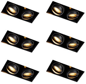 Conjunto de 6 focos embutidos pretos ajustáveis sem aro 2 luzes - Oneon Honey