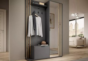 Garderoba z lustrem Belfast 131cm szafa lamele przedpokój siedzisko ławka