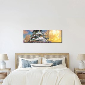 Obraz - Zamek Osaka (z zegarem) (90x30 cm)