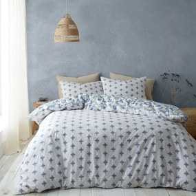 Niebieska/kremowa pościel jednoosobowa 135x200 cm Inara Ikat – Pineapple Elephant