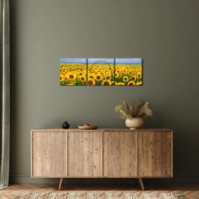 Obraz pola słoneczników (z zegarem) (90x30 cm)