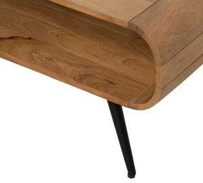 Stolik z litego drewna mindi w naturalnym kolorze 60x120 cm Mahón – Ixia