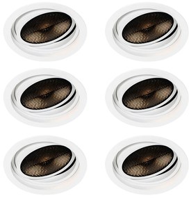 Zestaw 6 nowoczesnych reflektorów wpuszczanych regulowanych białych - Coop 111 Honey