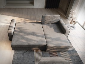 Masseno Narożnik CARL z funkcją spania i pojemnikiem na pościel Narozniki L, Rozkładana sofa - Jasnoszary, PAROS 05