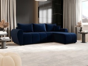 BEDANTE narożnik MOLISA L Itaka 11 prawa ciemnoniebieski z funkcją spania sofa w kształcie litery L z pojemnikiem na pościel