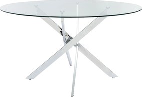 Okrągły stół do jadalni dla 4 osób ze szkła hartowanego i chromowanego metalu - Przezroczysty - COSIMA