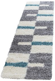 Dywan shaggy Gala szaro-kremowo-turkusowy 80 cm x 250 cm