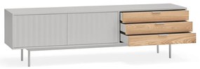Szaro-naturalna szafka pod TV w dekorze dębu 180x52 cm Sierra – Teulat