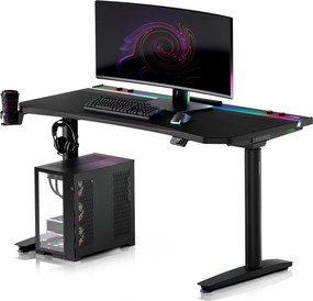 Elektryczne biurko dla graczy RGB Diablo X-Forge, 140x70 cm, czarne