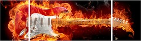 Obraz - Gitara w płomieniach (170x50 cm)