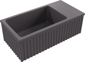 Umywalka betonowa ryflowana nablatowa / wisząca prostokątna 60 x 30 cm WELLE | różne kolory : Kolor - Brązowy, Typ montażu - podwieszana