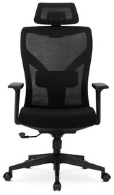 Fotel Biurowy Ergonomiczny Obrotowy SPIRAL Czarny z Zagłówkiem do Pracy