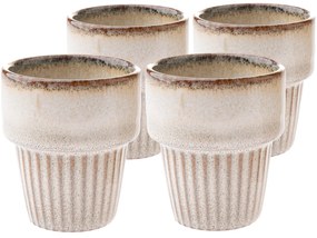 Zestaw 4 ceramicznych kubków Rustik 100 ml, beżowe