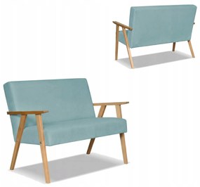 Sofa w stylu PRL retro vintage SOLER Family Meble turkusowy welur Hunter