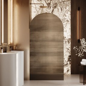 Ścianka prysznicowa WALK IN FIX grafitowa półokrągła ryflowana 8mm ARTE WELLE Oval Grafit MASSI | Różne rozmiary : Kolor profili kabiny - chrom / srebrny, Szerokość ścianki - 100 cm, Typ montażu - WALK in FIX (Do ściany)